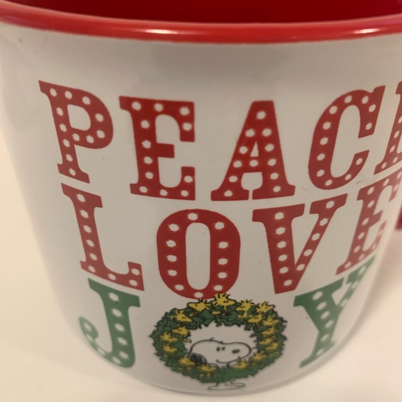 Peanuts Snoopy Holiday Ceramic Mug PEACE, LOVE,JOY - Picture 2 of 7